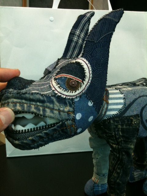 101 Show Denim Patchwork Dog Sculpture