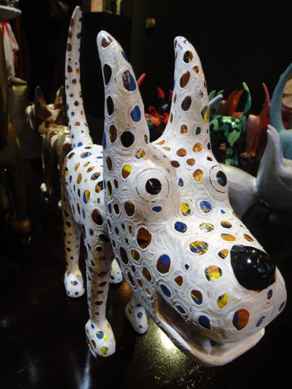 101 Show White Spotted Dog Sculpture