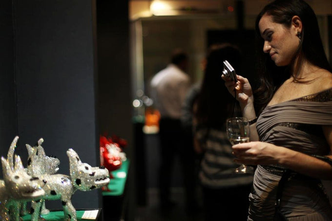 101 Show Woman Photographing Crystal Dogs