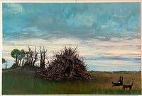 Black Dog in Landscape
