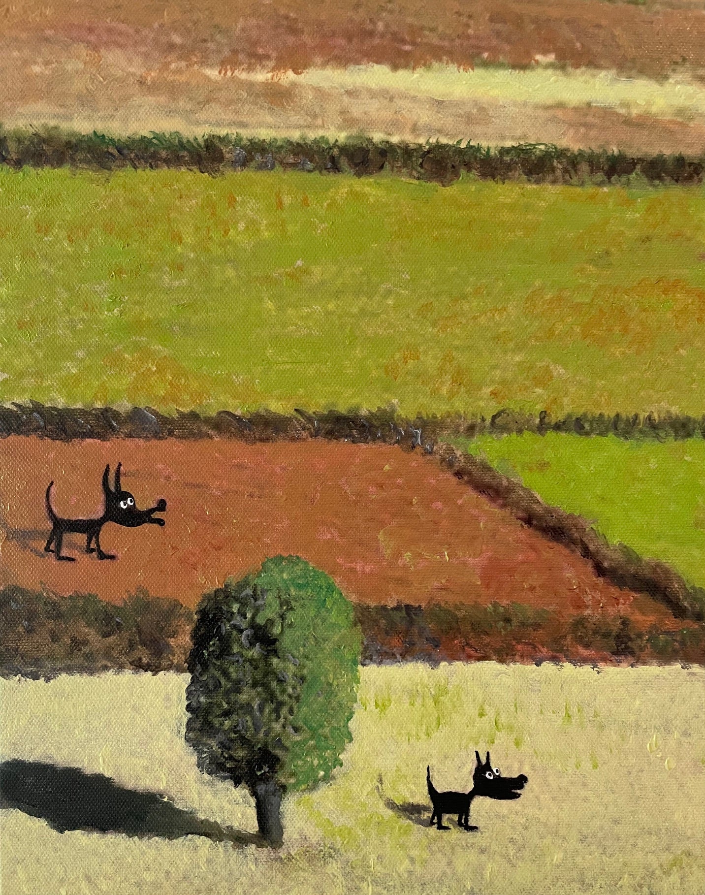 3 Dogs In Landscape